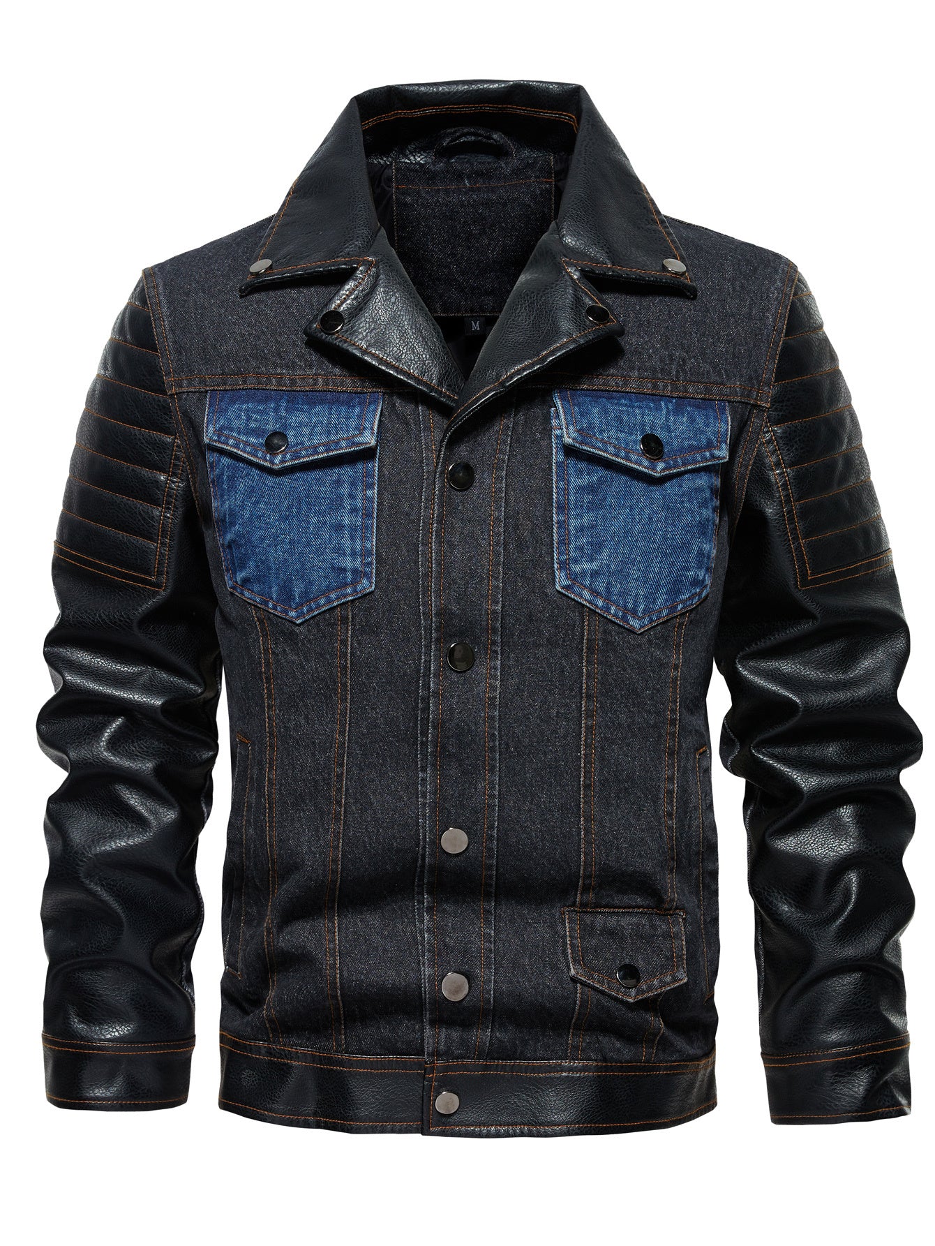 Men's Denim Jacket - Patchwork Trendy Style, Autumn Outerwear